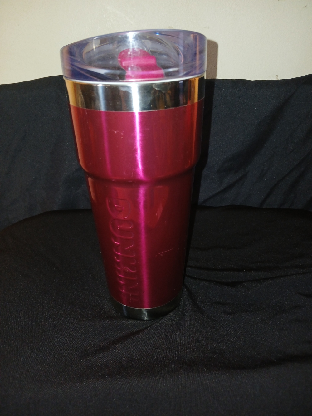 Insulated Travel Tumbler - Metallic Pink with Clear Lid
